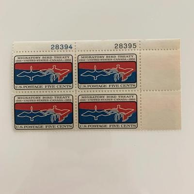1966 5c Migratory Bird Treaty Plate Block of Stamps