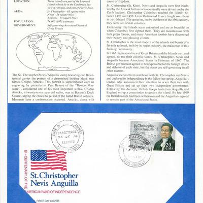 St. Christopher - Nevis - Anguilla - International Tributes to America's Bicentennial FDC