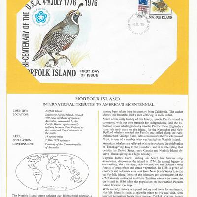 Norfolk Island - International Tributes to America's Bicentennial FDC