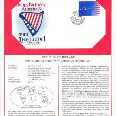 Republic of Ireland - International Tributes to America's Bicentennial FDC