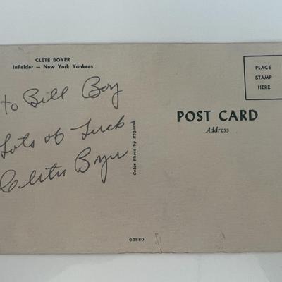 New York Yankees Clete Boyer signed postcard