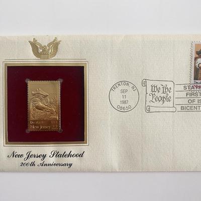 New Jersey Statehood 200th Anniversary Gold Stamp Replica First Day Cover