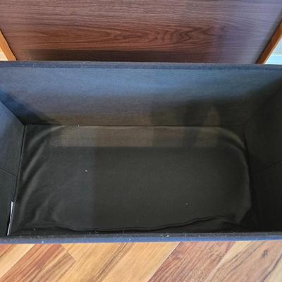 Tufted Faux Leather Storage Bench – Studded Trim, Camel Brown