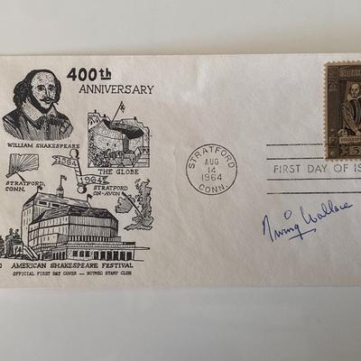 Irving Wallace signed commemorative cover
