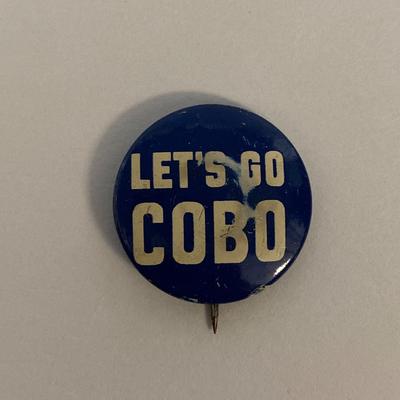 Let's go Cobo vintage campaign pin