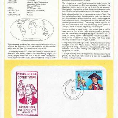 Ivory Coast - International Tributes to America's Bicentennial FDC