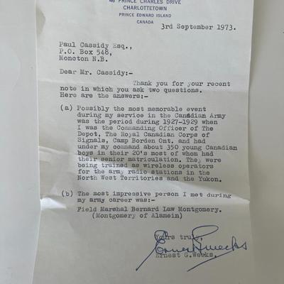 Lt. Colonel Ernest G. Weeks signed typed letter