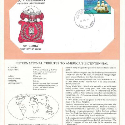 Saint Lucia - International Tributes to America's Bicentennial FDC
