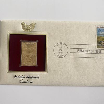 Wildlife Habitats Grasslands Gold Stamp Replica First Day Cover