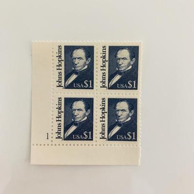 1989 $1 Great Americans: Johns Hopkins Stamp Plate Block