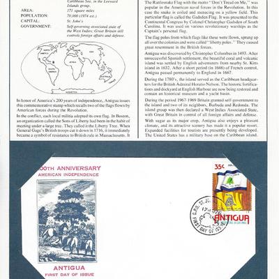 Antigua - International Tributes to America's Bicentennial FDC