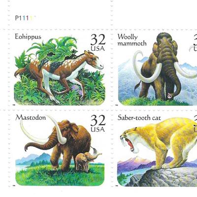 Prehistoric Animals stamps plate block