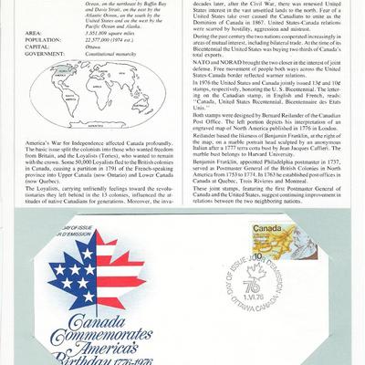 Canada - International Tributes to America's Bicentennial FDC