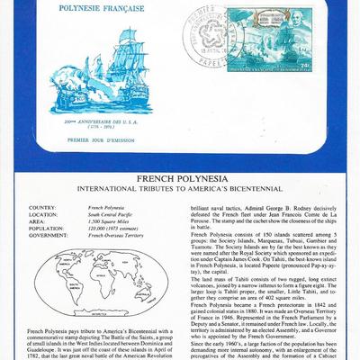 French Polynesia - International Tributes to America's Bicentennial FDC