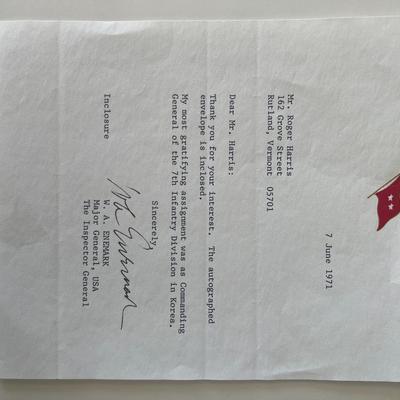 William A. Enemark signed letter