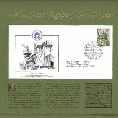 Most Serene Republic of San Marino - American Bicentennial Commemorative FDC