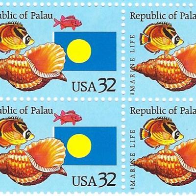 Marine Life Republic of Palau stamps plate block