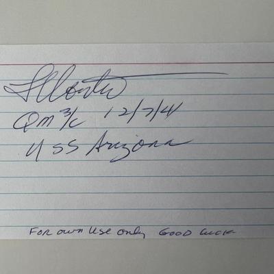 Pearl Harbor survivor Louis Conter original signature