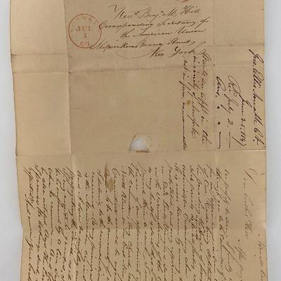 1847 Stampless letter - First Day of Postage