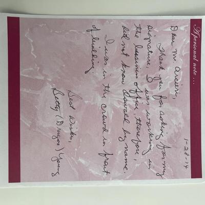 JFK Assassination Betty Dragoo Young signed note