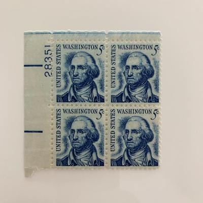 1966 5c Prominent Americans: George Washington Stamp Plate Block