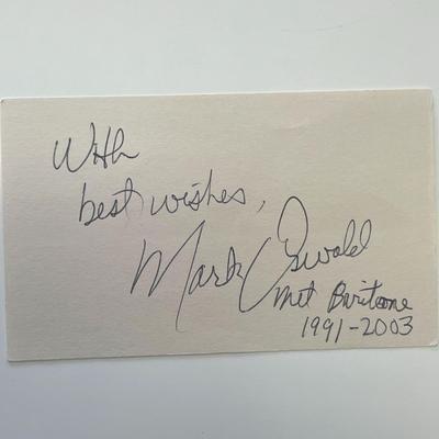 Met Opera Baritone Mark Oswald original signature