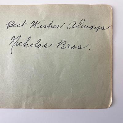The Nicholas Brothers signed note