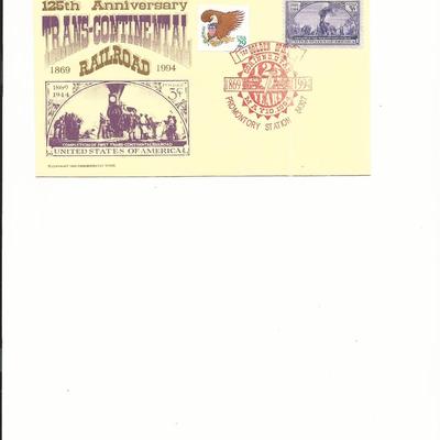 125th Anniversary Trans-Continental Railway - First Day Cover  - Utah - 1994