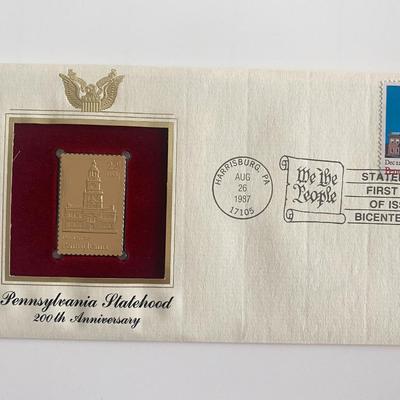 Pennsylvania Statehood 200th Anniversary Gold Stamp Replica First Day Cover