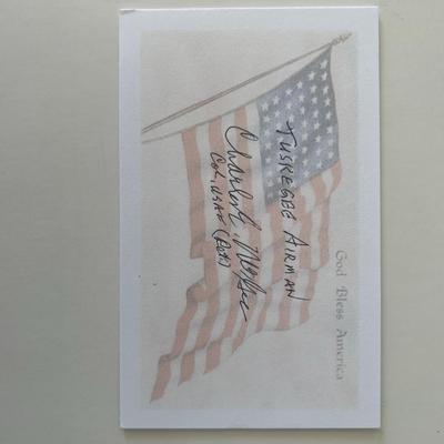 Tuskegee Airmen Charles McGee original signature. 5x3 inches