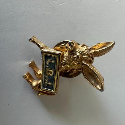 Vintage Donkey Pin Presidential Lyndon B Johnson Campaign Pin