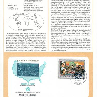 Comoro Islands - International Tributes to America's Bicentennial FDC