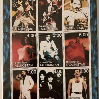 Queen - Freddie Mercury -Tajikistan Commemorative Souvenir Stamp Sheet