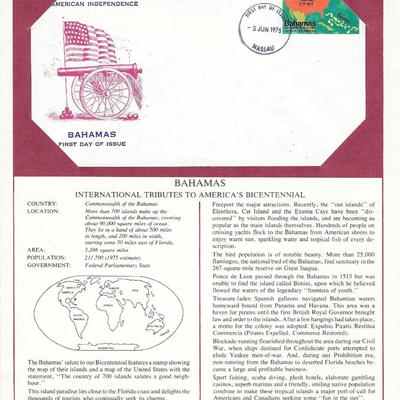 Commonwealth of the Bahamas - International Tributes to America's Bicentennial FDC