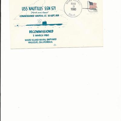 U.S.S. Nautilus SSN 571 Decommission - First Day Cover - Mare Island - 1980