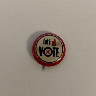 Lets all Vote vintage pin