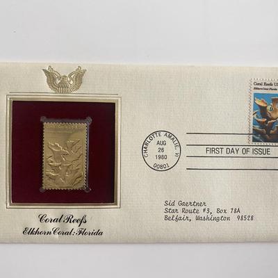 Coral Reefs Elkhorn Coral: Florida Gold Stamp Replica First Day Cover