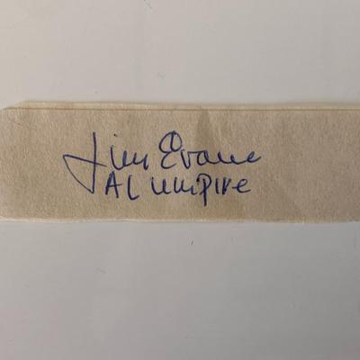 Umpire Jim Evans original signature