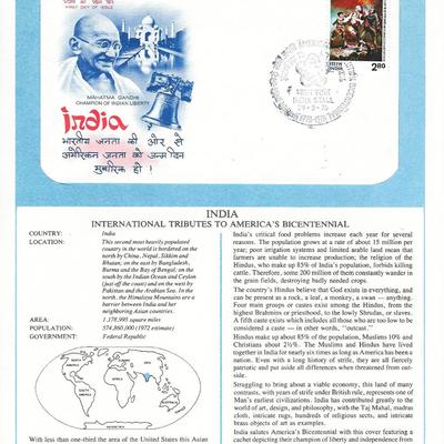 India - International Tributes to America's Bicentennial FDC
