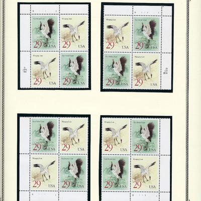 Bird stamps 4 plate blocks 16 x 29 cent stamps