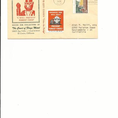 Smokey the Bear - Souvenir First Day Cover - Berkeley, CA. - 1959