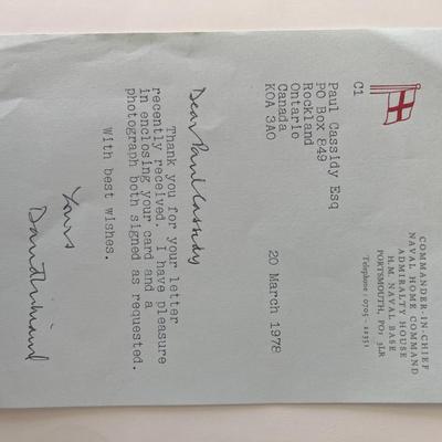 Admiral Sir David Williams signed letter