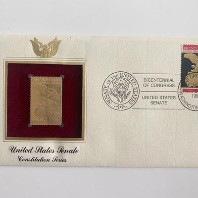 United States Senate Constitution Series Gold Stamp Replica First Day Cover