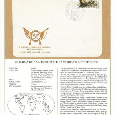 Poland - International Tributes to America's Bicentennial FDC