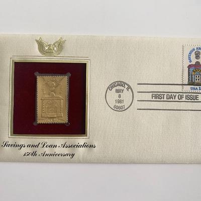 Savings and Loans Associations 150th Anniversary Gold Stamp Replica First Day Cover