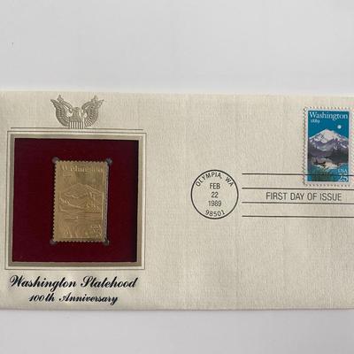 Washington Statehood 100th Anniversary Gold Stamp Replica First Day Cover