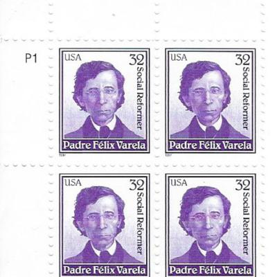 Social Reformer Padre Felix Varela stamps plate block