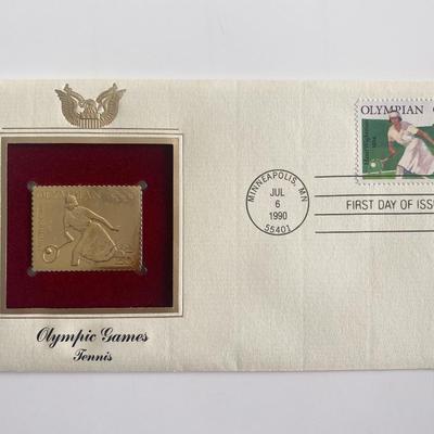 Olympic Games Tennis Gold Stamp Replica First Day Cover