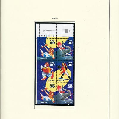 1993 US Circus stamp collector's sheet 6x29 cent stamps