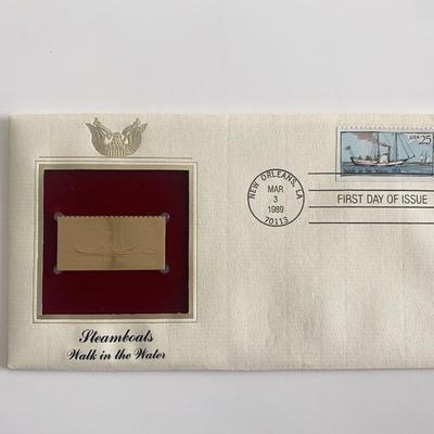 Steamboats Walk in the Water Gold Stamp Replica First Day Cover